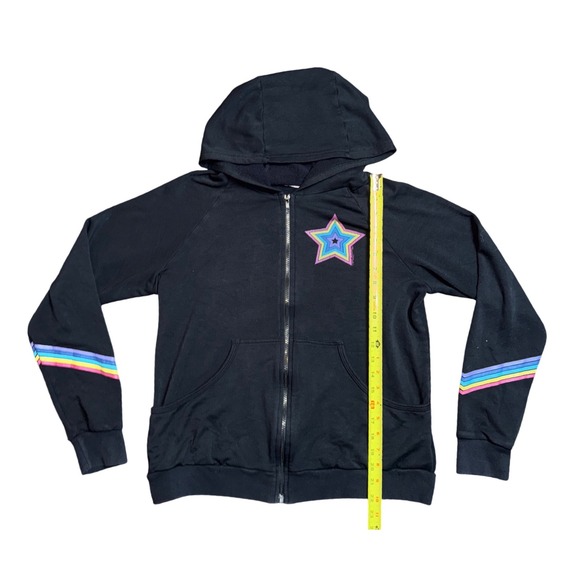Lauren Moshi Black Rainbow Star Zip Hoodie Sweatshirt M - Picture 5 of 14